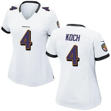 Women's Nike Baltimore Ravens Sam Koch White Jersey - Game