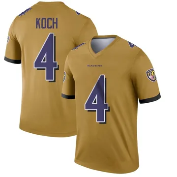 Youth Nike Baltimore Ravens Sam Koch Gold Inverted Jersey - Legend