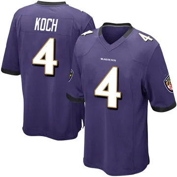 Youth Nike Baltimore Ravens Sam Koch Purple Team Color Jersey - Game