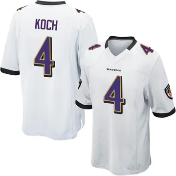 Youth Nike Baltimore Ravens Sam Koch White Jersey - Game